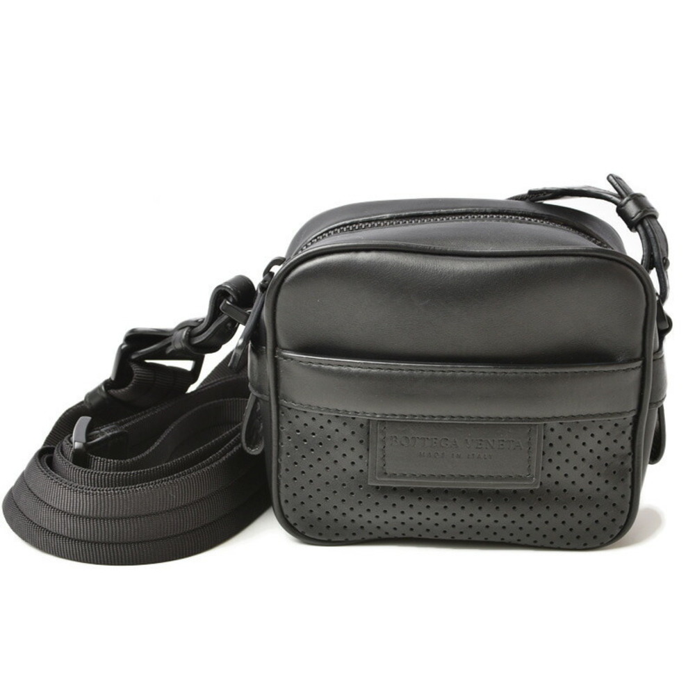 Bottega Veneta Leggero Punching Leather Shoulder Pouch Black